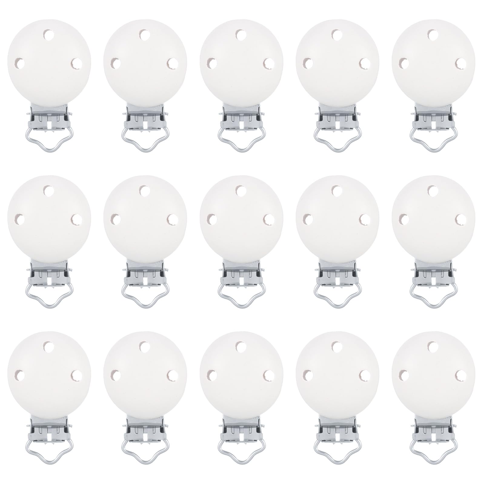 Schnullerklammern aus natürlichem Buchenholz, Schnullerklammern, Basteln, Schnullerhalter, Holz, für Zahnen, Weiß, 15-teilig