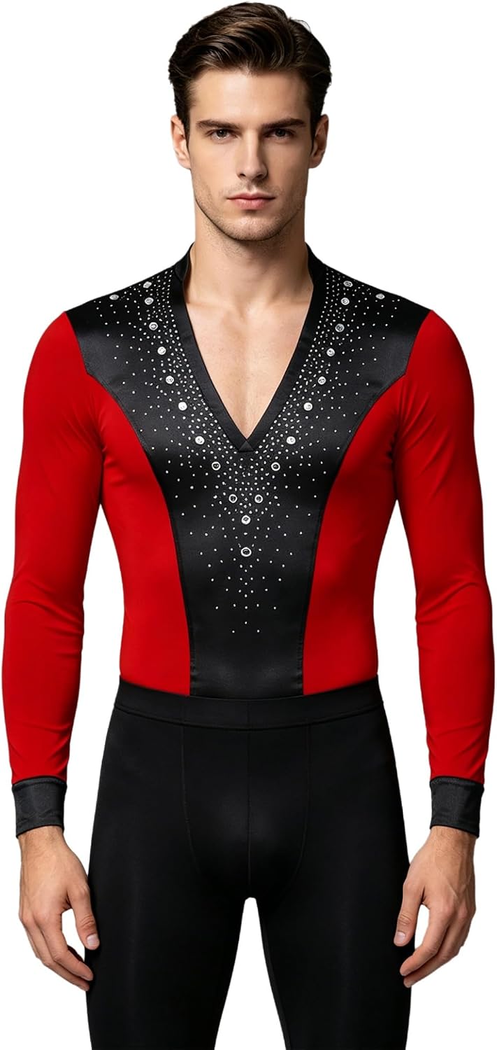 Men's Latin Dance Shirt Samba Jazz Dance Costume