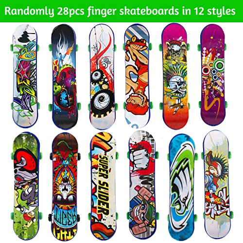 28 Psc Finger Skateboards For Kids Girls Boys Birthday Party Favors Goodie Bags Easter Basket Stuffers Classroom Prize Box Cool Stuff Durable Mini Fingertip Movement Novelty Toys Party Decorations #TOP4