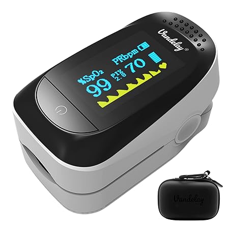 Vandelay (UK) Pulse Oximeter Digital Fingertip C101A2 - Blood Oxygen SpO2 & Pulse Monitor FDA & CE, White