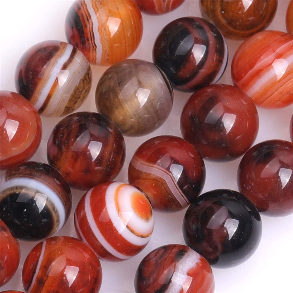 GEM-INSIDE CREATE YOUR OWN FASHION Natural Brown Onyx Agate Gemstone Semi Precious Round 8mm Loose Beads for Jewellery Making DIY Bracelet Necklace Crafts 15'' - Image 3