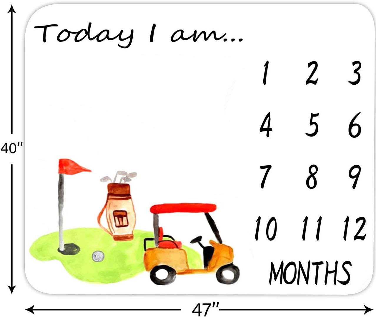 Monthly Baby Milestone Blanket 40"x40" Golf Carts Photography Blanket for Babies New Moms Growing Infants Toddler Blanket BTMYLU45 - Image 2
