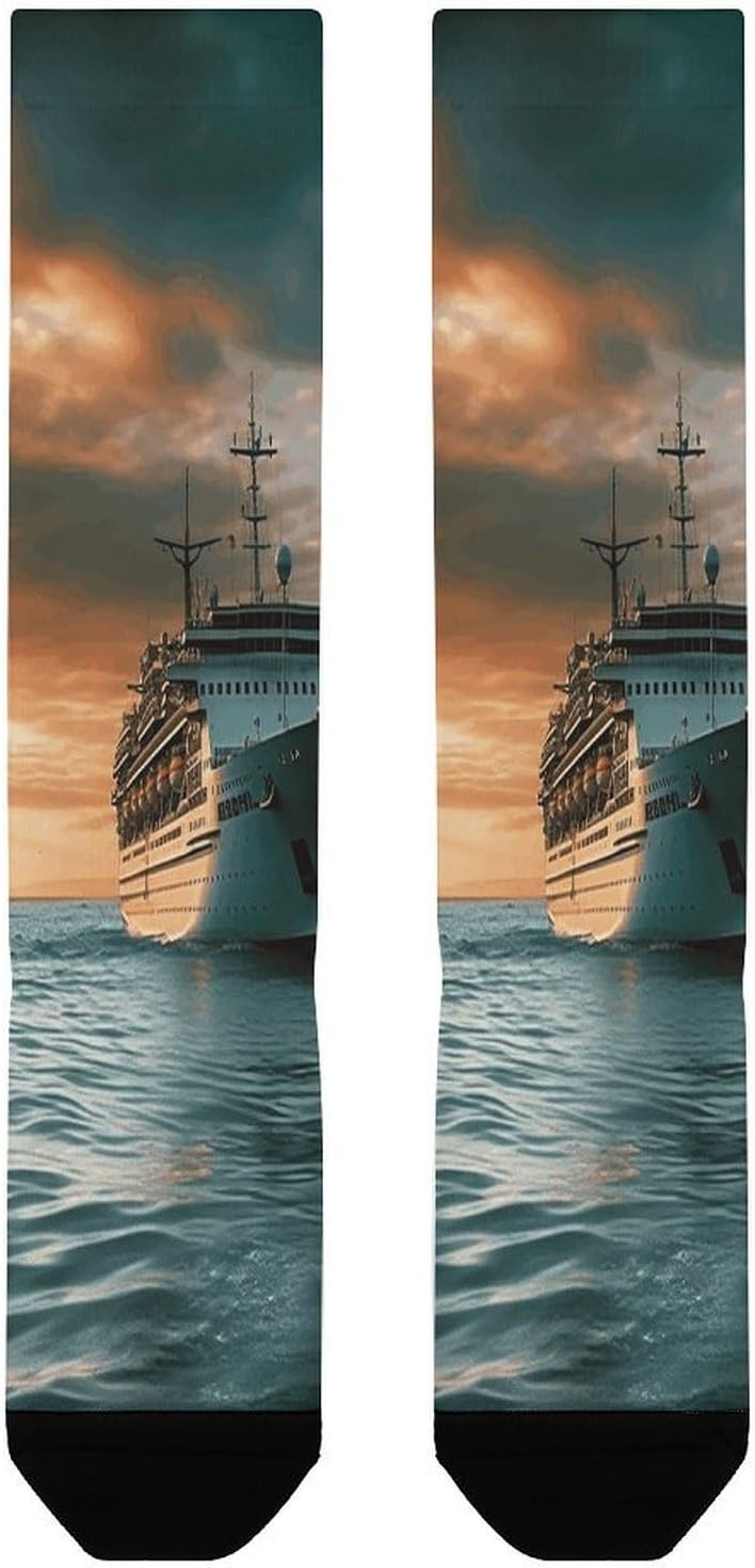Cruise Ship Mid-Calf Socks Women Warm Knee High Socks Cozy Hiking Skiing Soft Boot Mid Calf Stocking Unisex