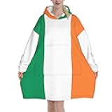 kurue Irish Flag Wearable Blanket Hoodie For Adults, Gifts For Women & Men Hoodie Blanket With Pocket