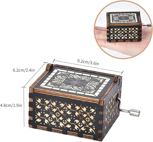 Miniatura 5 de Caja de música de madera, instrumento musical de manivela de madera con melodía "You're My Sunshine", regalo para familiares, amigos, amantes,