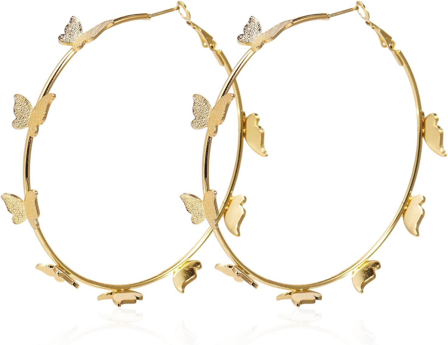 Butterfly Big Hoop Earrings Gold Monarch Butterfly Dangle Earrings Party Vacation Jewelry Gift for Women