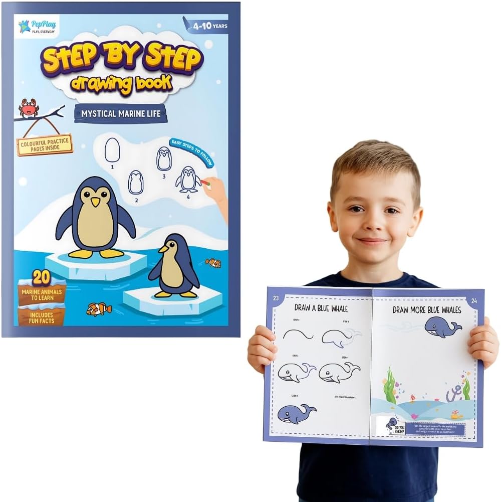 PepPlay Step by Step Drawing Book Mystical Marine Life - Essential Skills, Building Activities, Coloring, Educational Sketch Books Gift for Kids, Students, Artists (4 to 10 Years) [Paperback] PepPlay