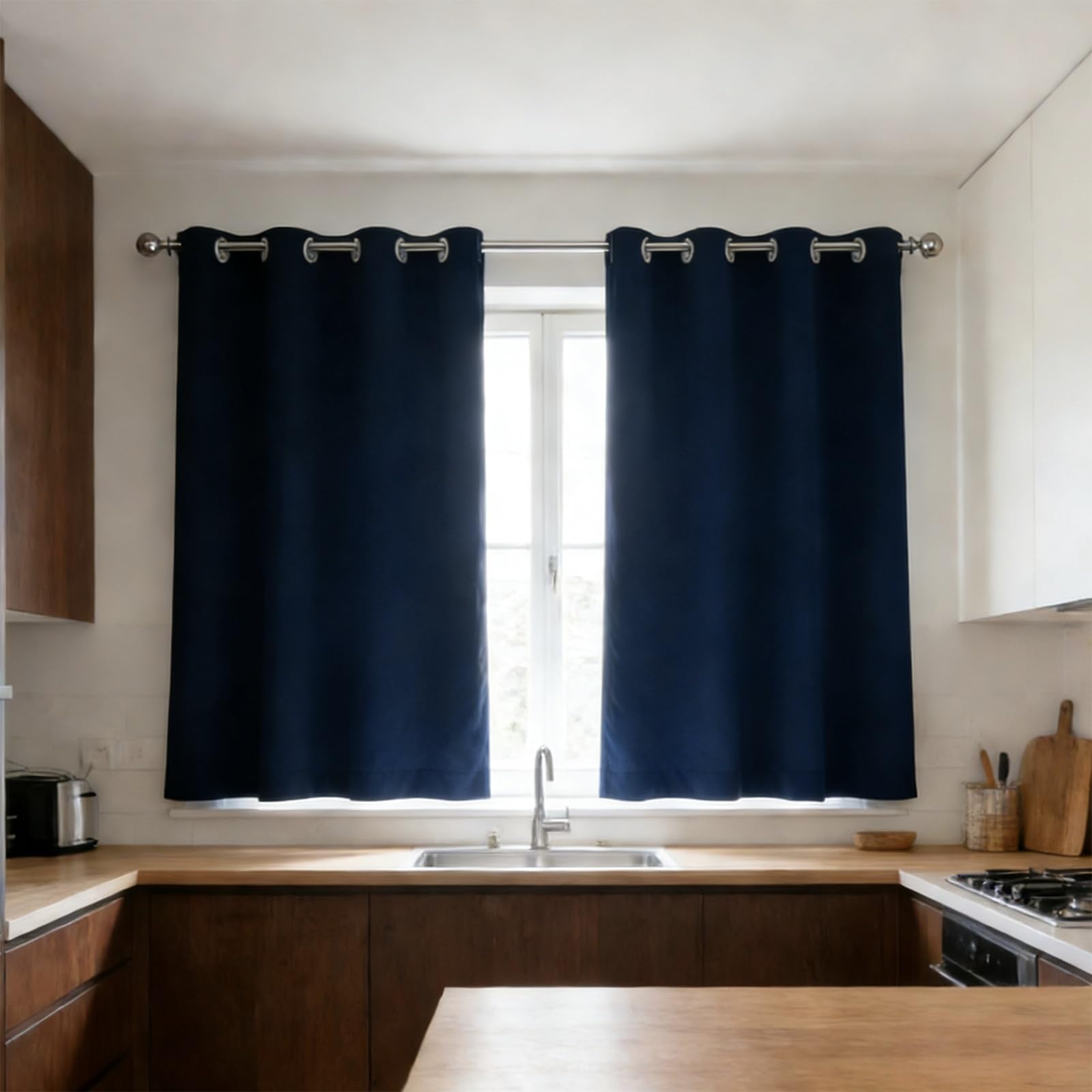 Draperies intérieures bleu marine 233x150cm pour salon