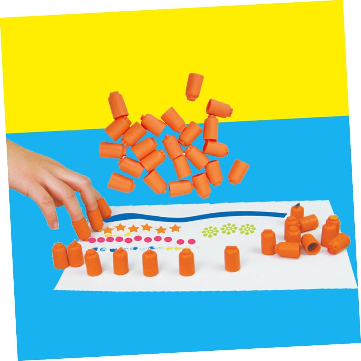 TEHAUX 72pcs Finger Rubber Daubers for Painting and Crafts Patterns Easy to Use Daubing Tools for Boys and Girls and Adults for Drawing Ink Projects and Creative Activities