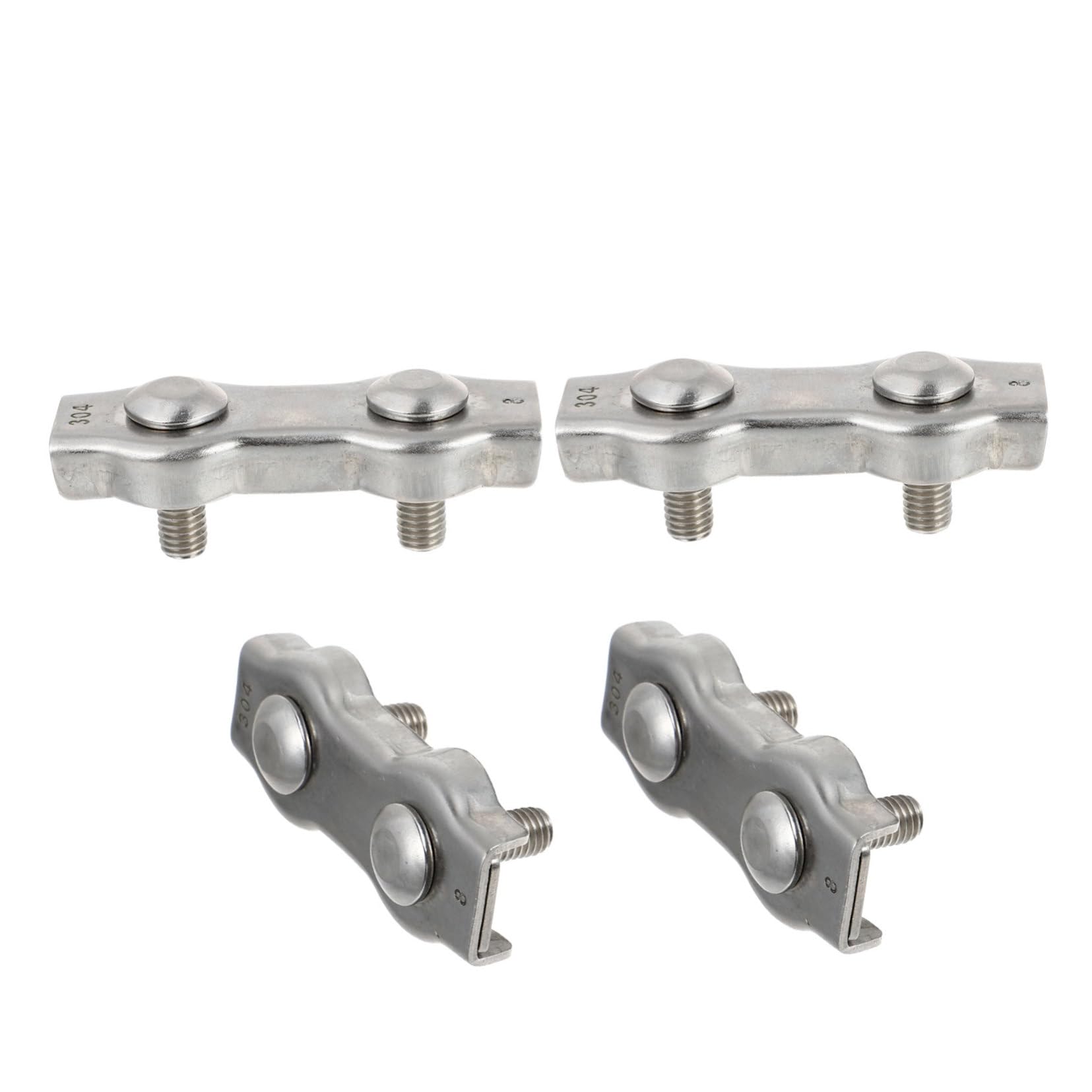 Unomor 4pcs Sturdy Stainless Steel Wire Rope Clamps Flat Clamp Screws for Rope Wire