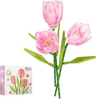 TAODUDU Flower Bouquet Building Kit, Tuplis Building Blocks Sets Valentines Creative Home Decor Gifts for Girls Women Adults Mother Father (Gradient Pink)