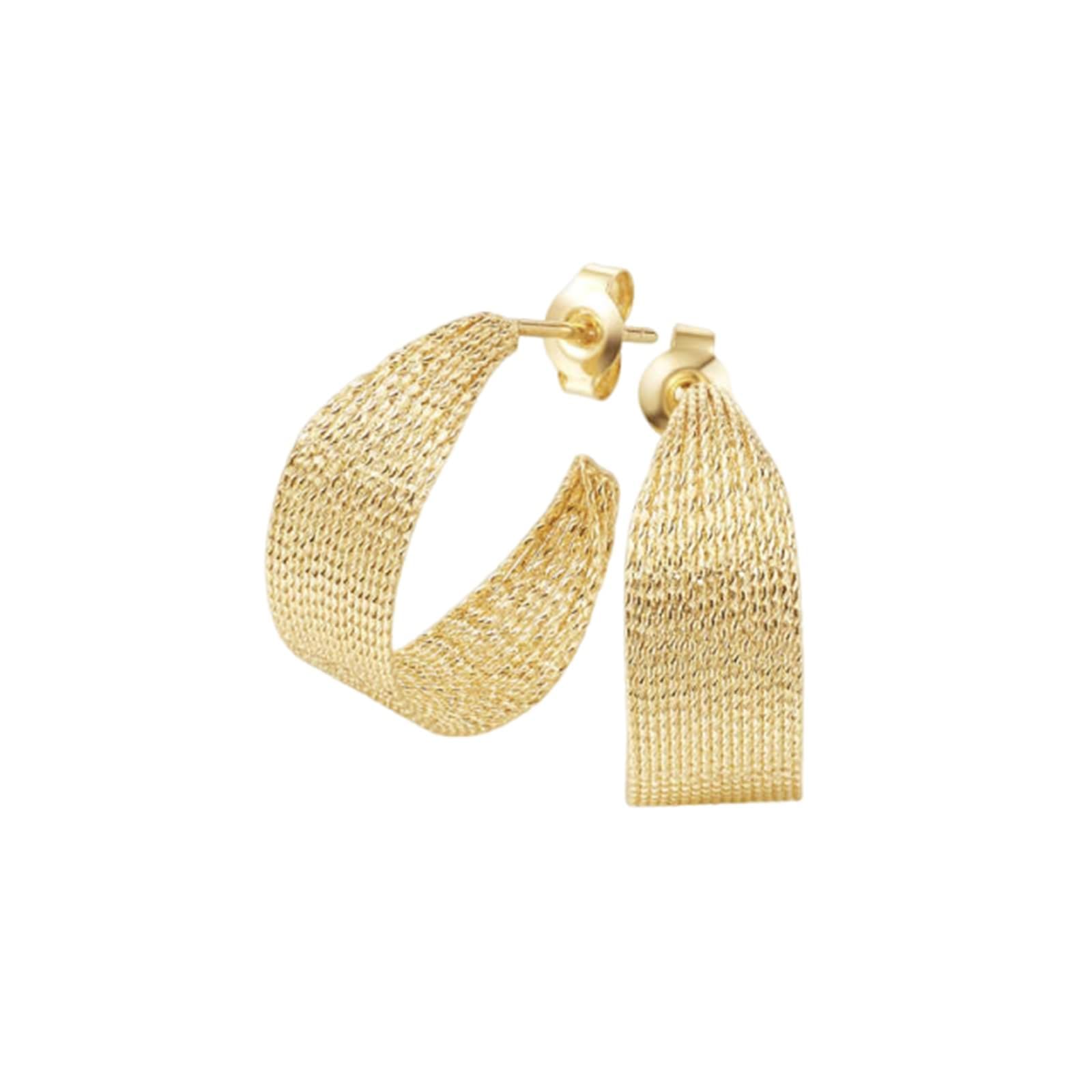 KnSam Żółte złoto 18K 750 Creole Hoop, kolczyki na sztyfcie Boże Narodzenie, fale, prawdziwa biżuteria damska kolczyki Au750 złoto