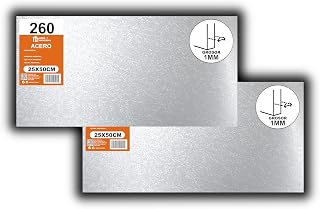 Home Universal® Chapa Galvanizada Lisa y Perforada, Lámina Metálica Resistente Anticorrosión para Bricolaje (2, Superficie (Liso), Brillante (25X50CM - 1 MM))