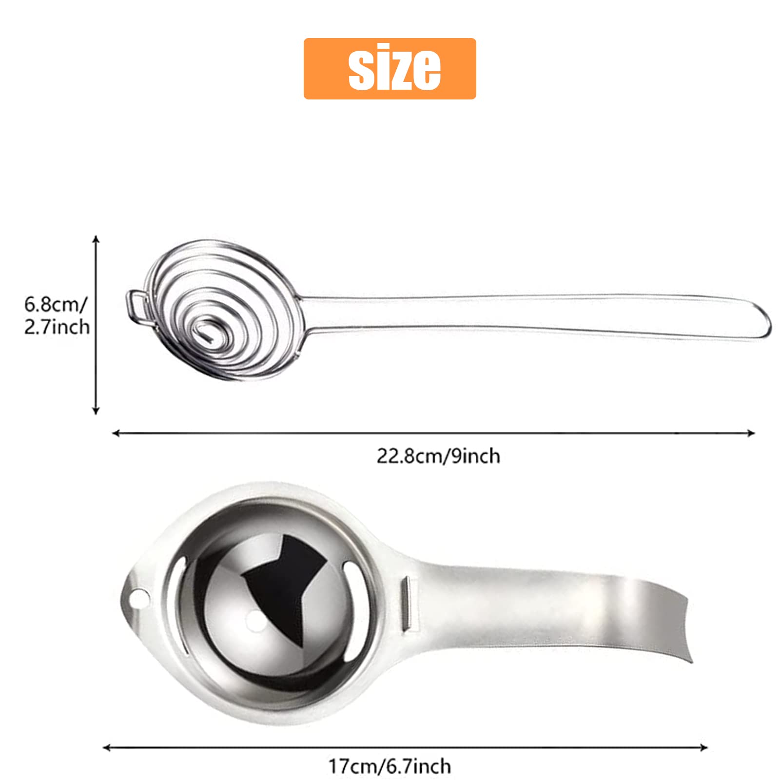 Separador de Huevo de Acero Inoxidable 2 PCS Extractor de Clara de Huevo para Cocina
