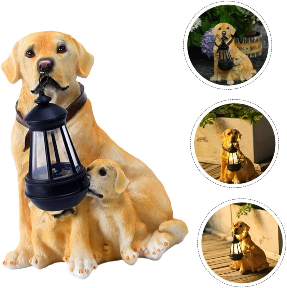 balacoo Solar Resin Dog Statue Lamp Outdoor Garden Ornament Decorative Animal Figurine for Patio Lighting Gift