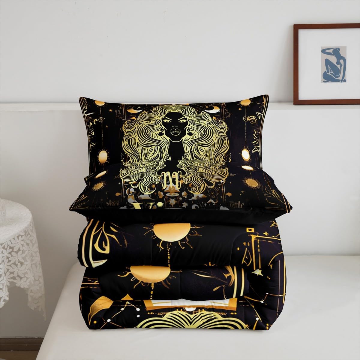 Feelyou Kids Twelve Constellations Comforter Set Full Size Virgo Bedding Set for Boys Girls Teens Room Decorations Western Astrology Zodiac Comforter Bohemian Duvet Set
