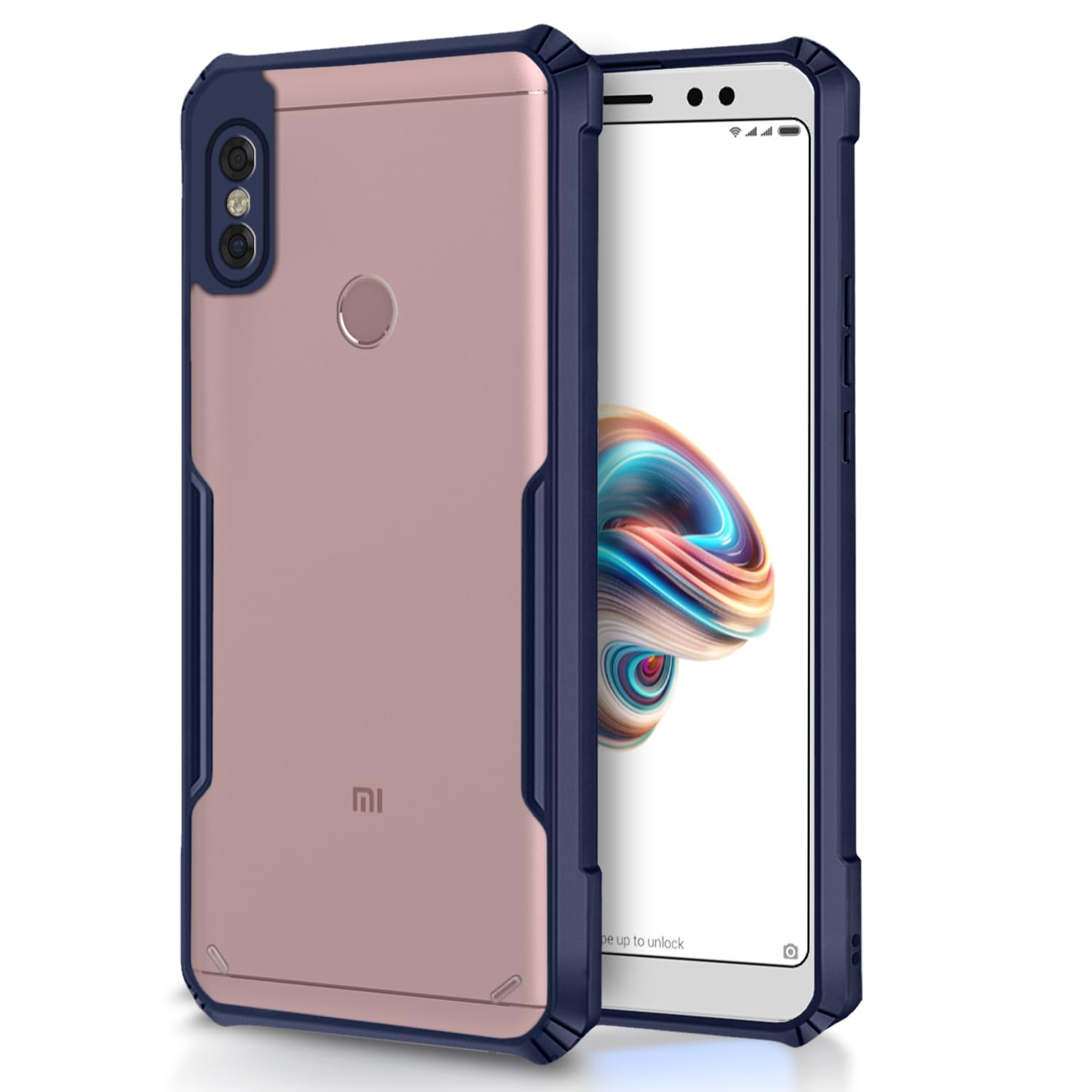 Amazon Basics Back Cover for Redmi Note 5 Pro | Crystal Clear Transparent Back | Ultra Hyrbid | Full Camera Protection | Raised Edge | Bumper Cover (Blue)