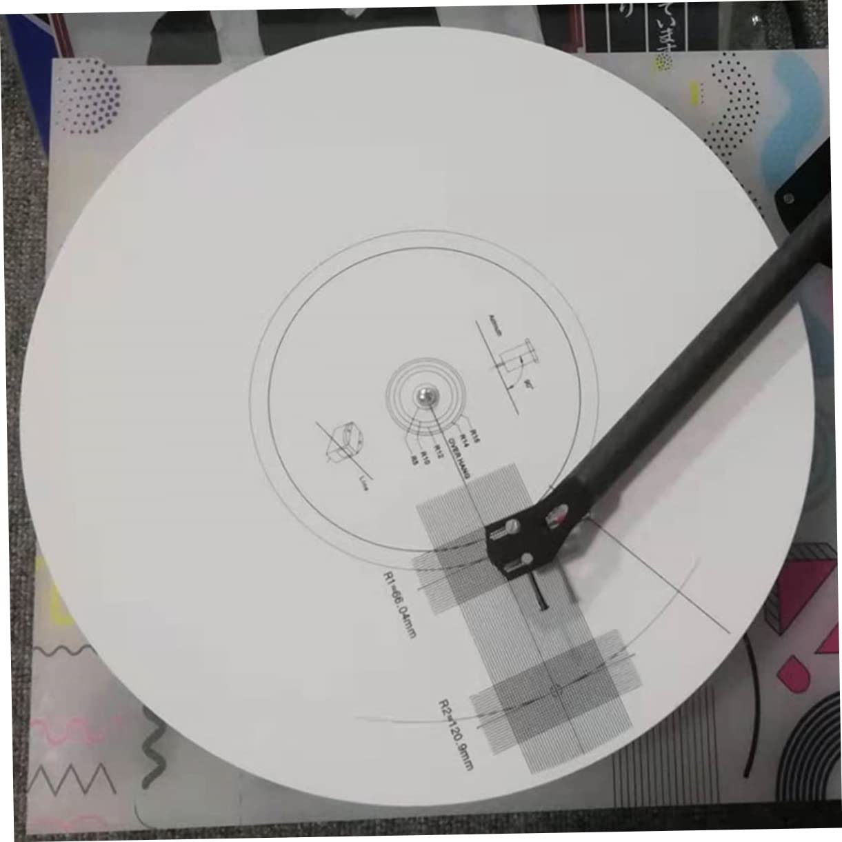 Calibro Allineamento Testina per Giradischi 3mm in Acrilico Bianco | Regolazione Angolo, Funzione Antiscivolo, per Vinile e Testine, Idea Regalo per Inaugurazione