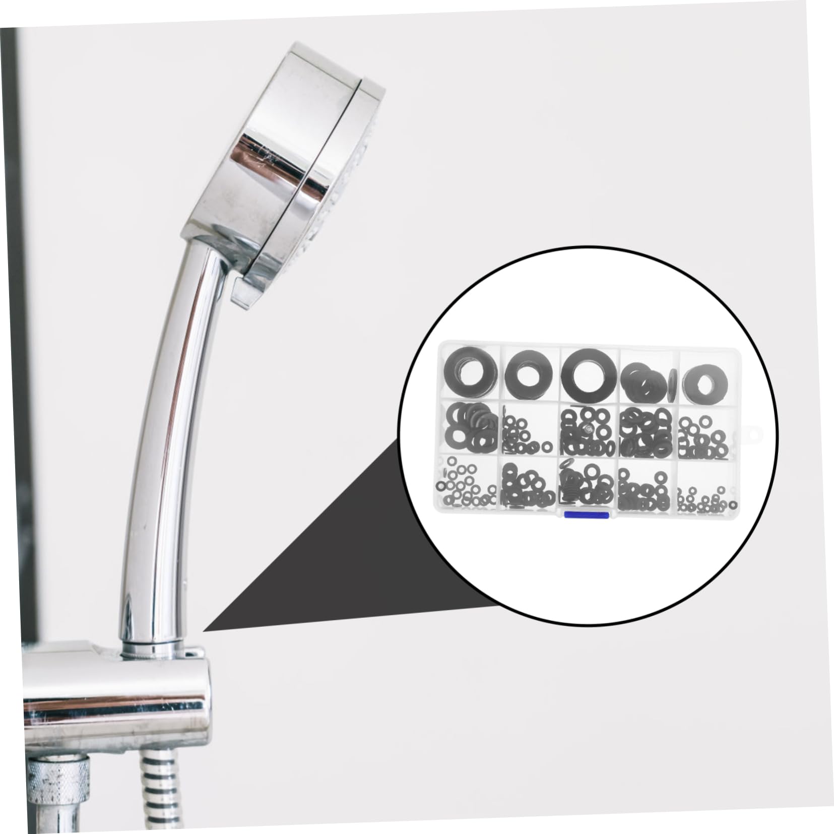 WOONEKY Guarnizioni Rubinetto 215 Pezzi in Plastica Nero, Kit di Rondelle Piatte per Riparare Perdite del Rubinetto Cucina e Lavabo Bagno