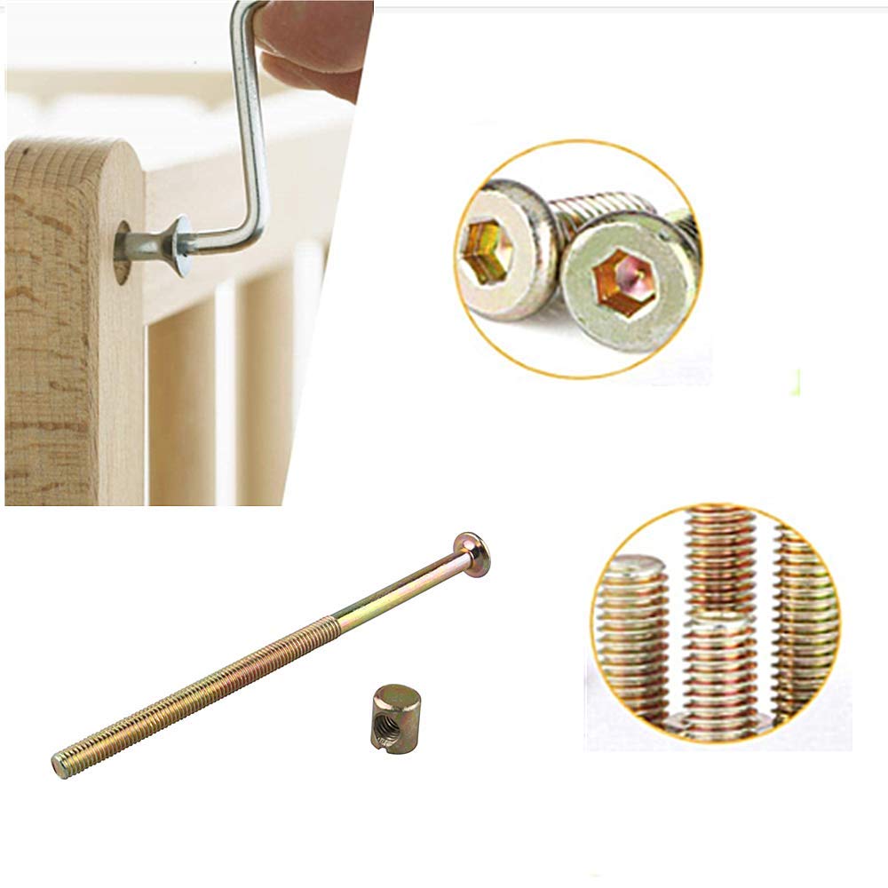 10 Sets M6 x 120mm Screw with Nuts Furniture Cot Bed Crib Wood Bed