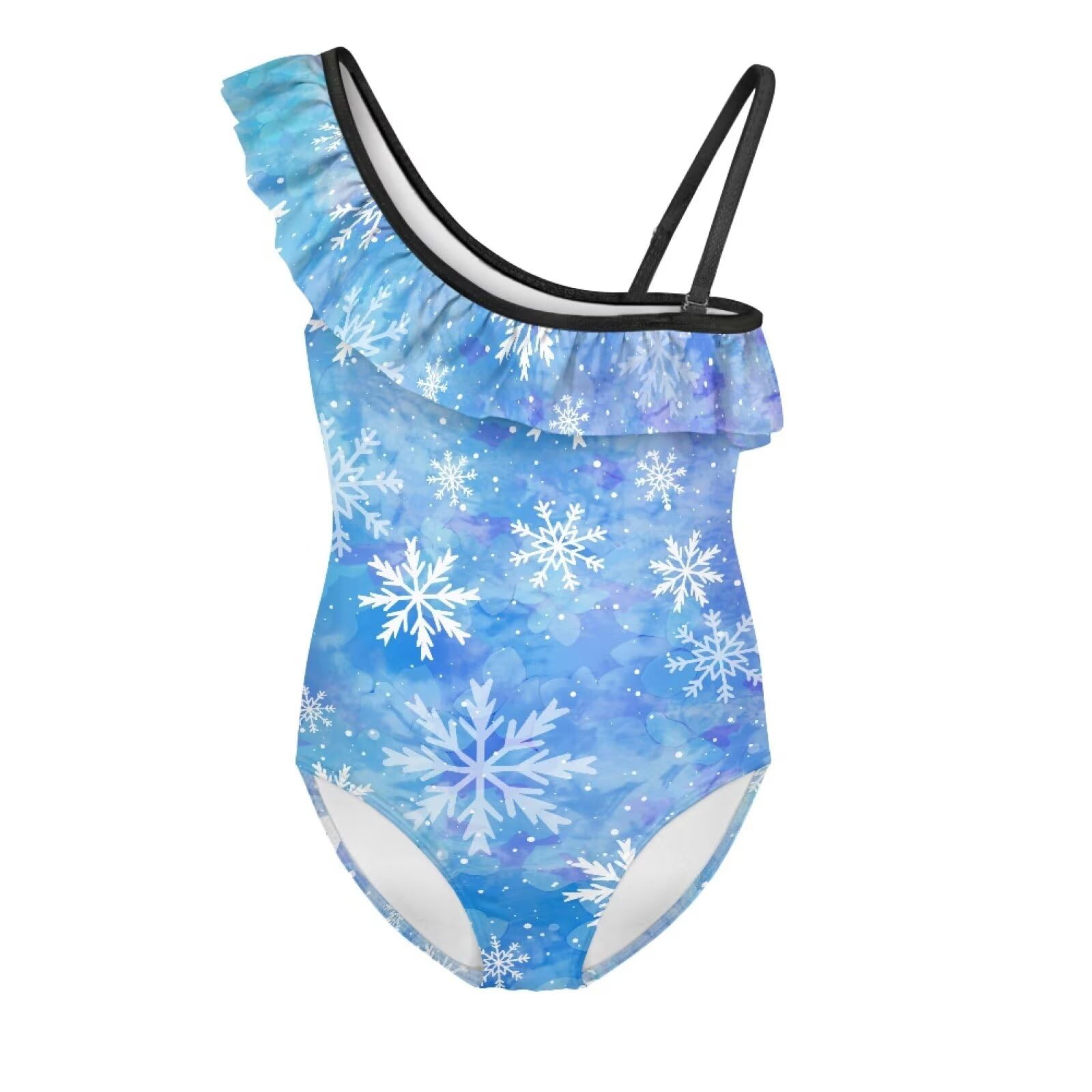 Girls One Piece Bathing Suit,Slim-Fit Ruffle Strap Swimsuit with Adjustable Strap Quick Dry Summer Beach Swim Suit