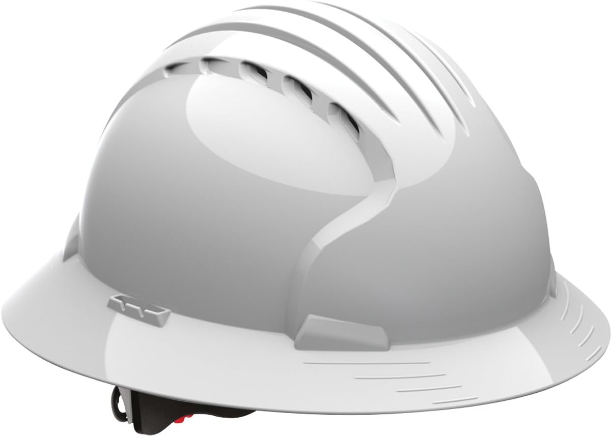 Evolution Deluxe 6161 280-EV6161V-10 Vented, Full Brim Hard Hat with HDPE Shell, 6-Point Polyester Suspension and Wheel Ratchet Adjustment