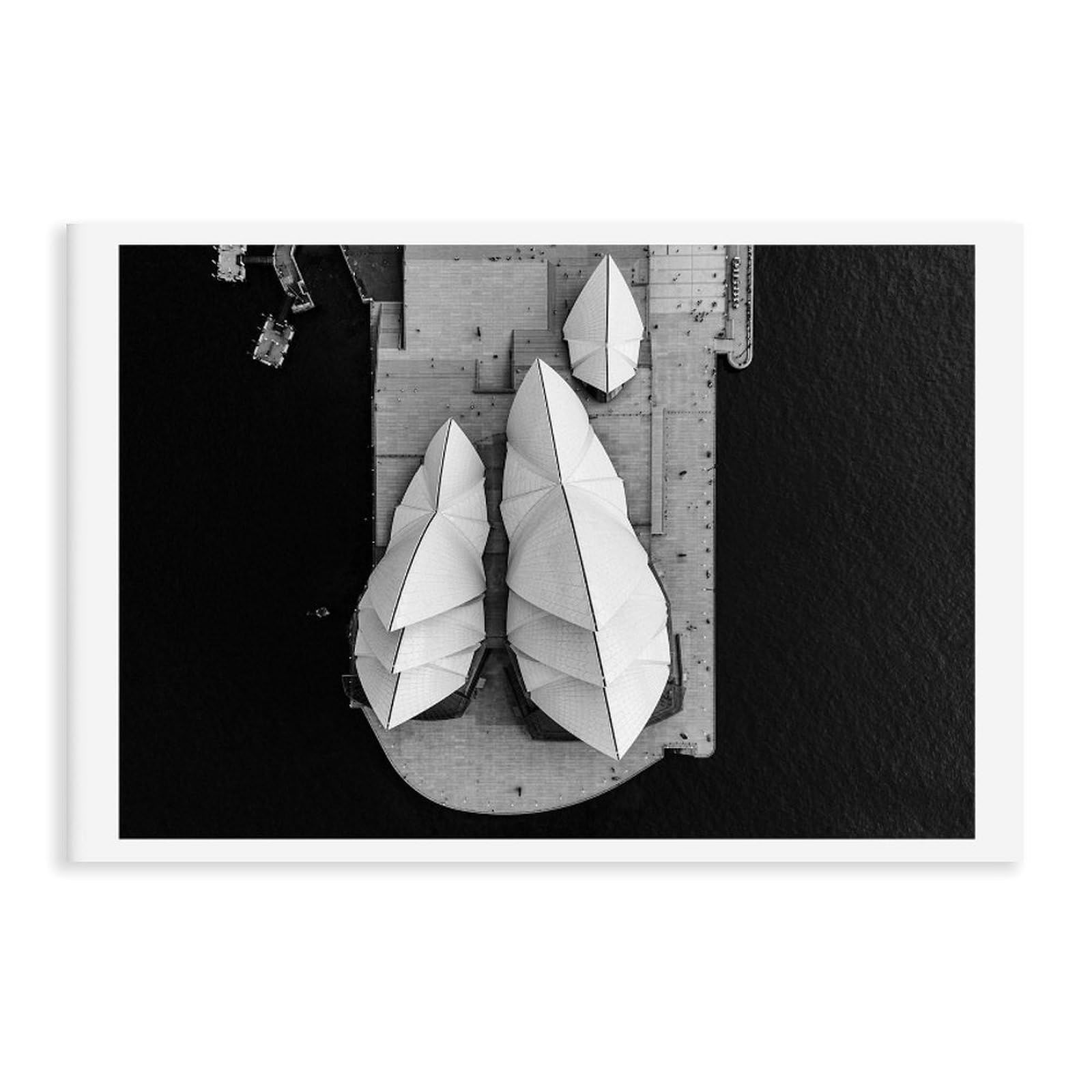 HEYANM Sydney Opera House Print Black And White Aerial Canvas Poster Bedroom Office Room Decor Gift Unframe 20x30inch