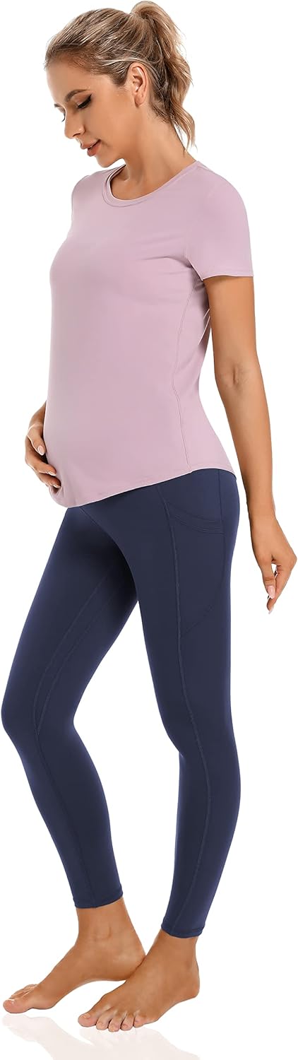 Foucome Women's Maternity Fleece Lined Leggings with Pockets Over The Belly Pregnancy Winter Warm Workout Yoga Pants - Image 6