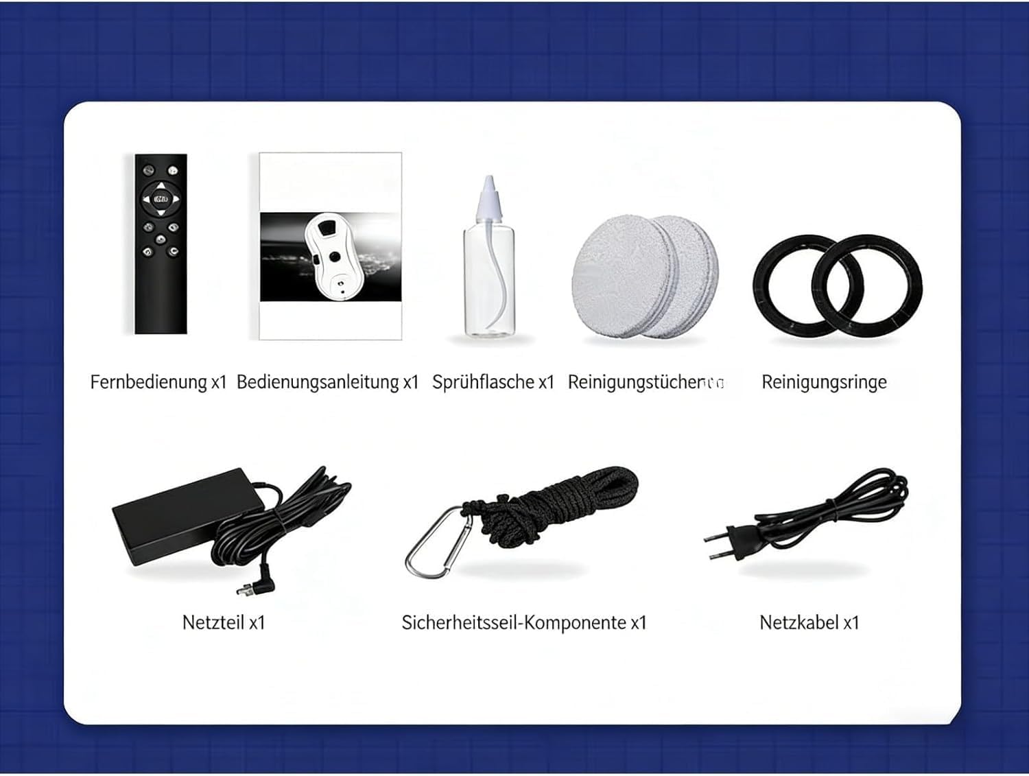 Osmo™ RoboClean Fensterputzroboter – Automatischer Fensterreiniger mit Fernbedienung, Sicherungsseil & 3 Reinigungsmodi – für glatte Fenster, Spiegel & Fliesen ( Kabelgebunden-ohne Sprühfunkti)