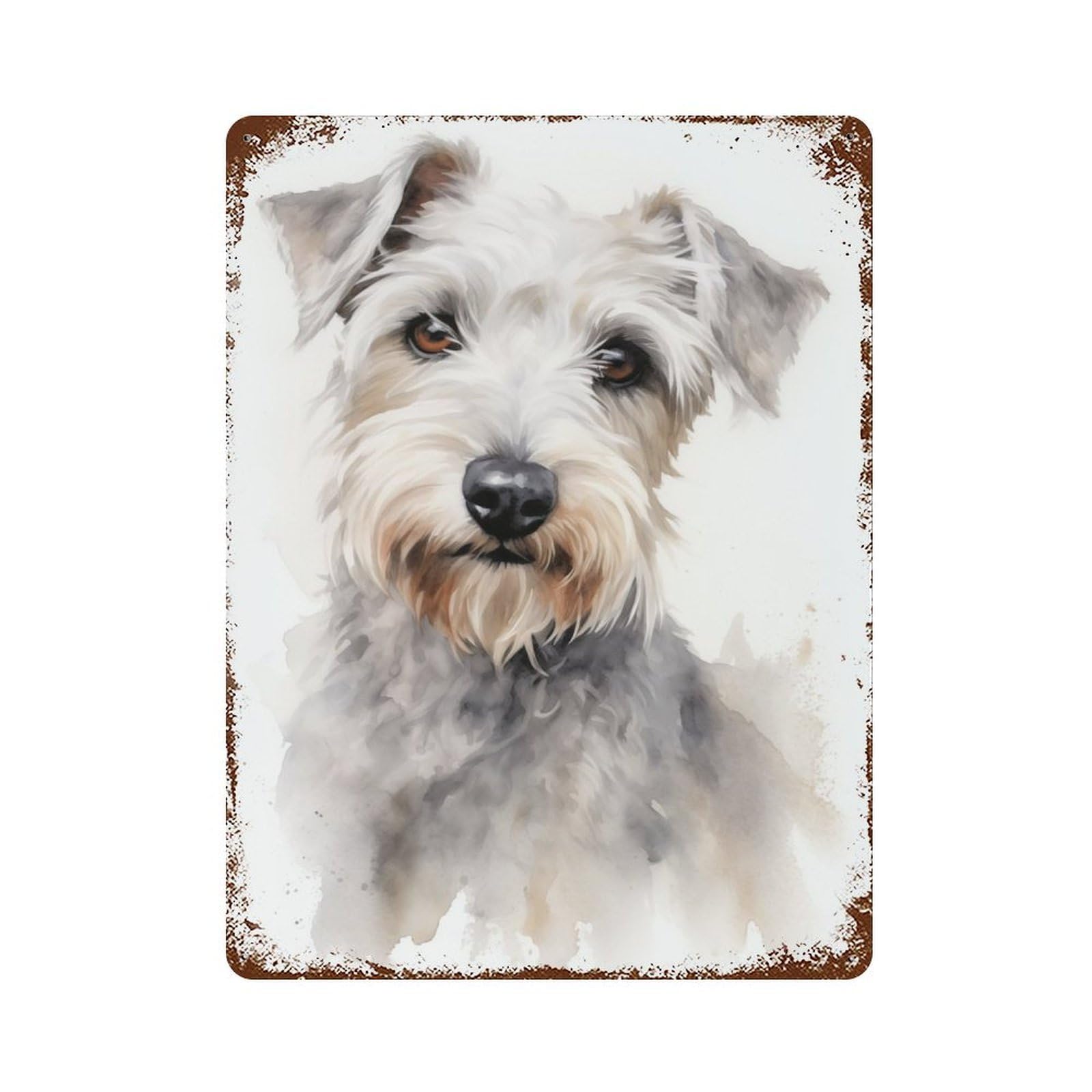 Sealyham Terrier Painting Rustic Tin Plaque 15.7"x11.8", for Living Room, Hallway And Home Decor, Decorative Metal Wall Art