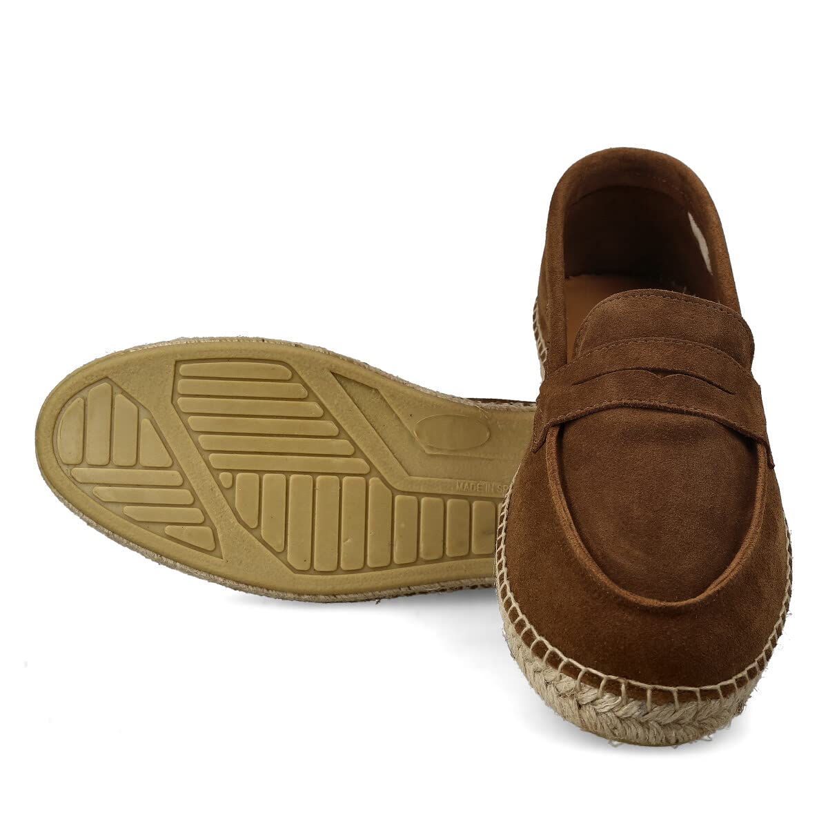 Espadrillas Mocassini da Uomo in Pelle Scamosciata. Sandali di Juta Estive e Flessibili. Design Liscio o Mascherato. Marrone, Blu Navy e Kaki