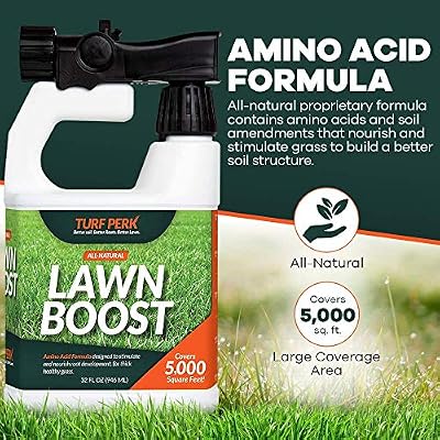 Turf Perk Lawn Boost Solution Spray 32 fl oz Covers 5,000 Sq Ft Amino Acid Lawn Formula Hose-End Application for Routine Care Safe for Pets & Kids