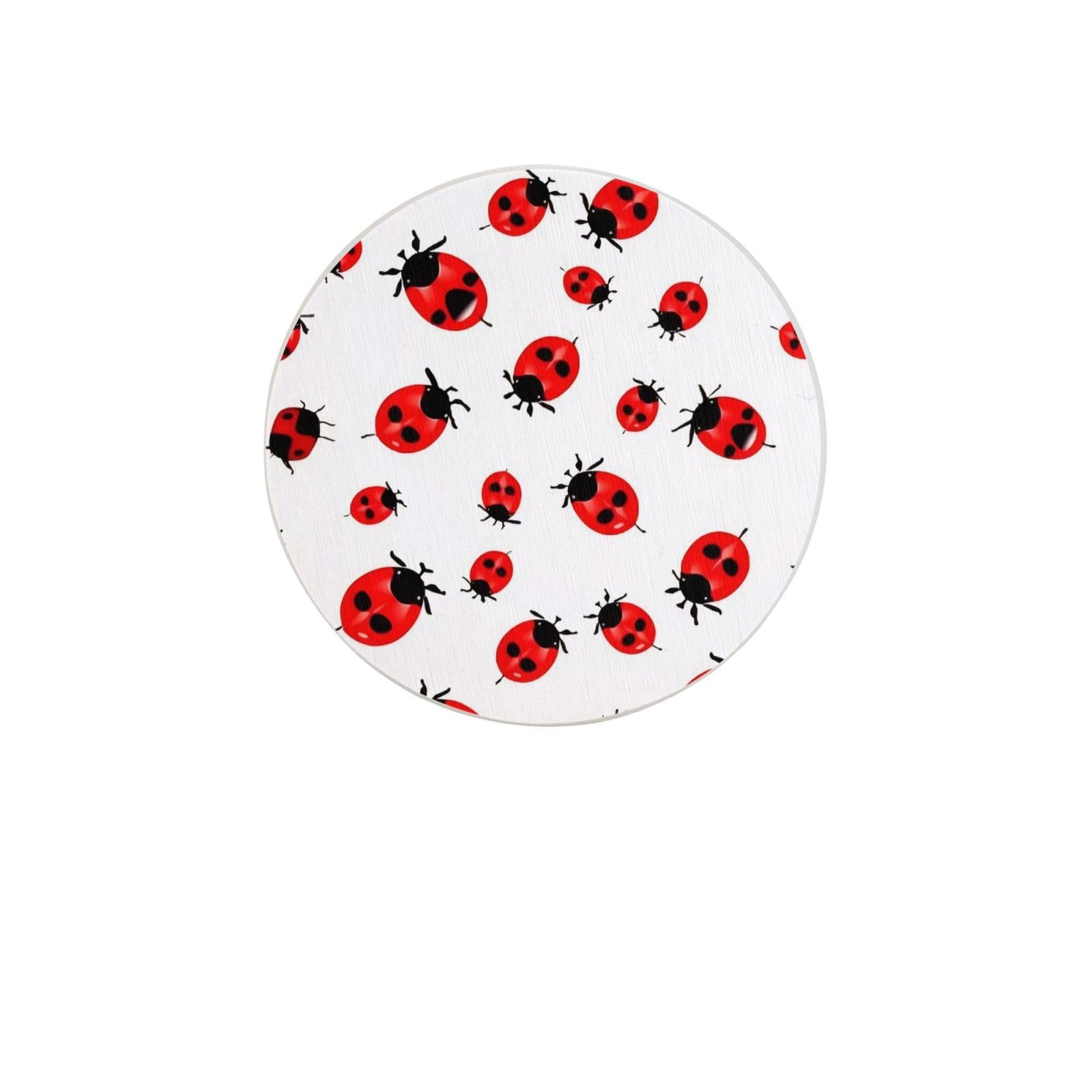 Ladybug Absorbent Drink Coasters Diatomaceous Round Coaster 4 Inch Reusable Cup Coasters Set 4pc