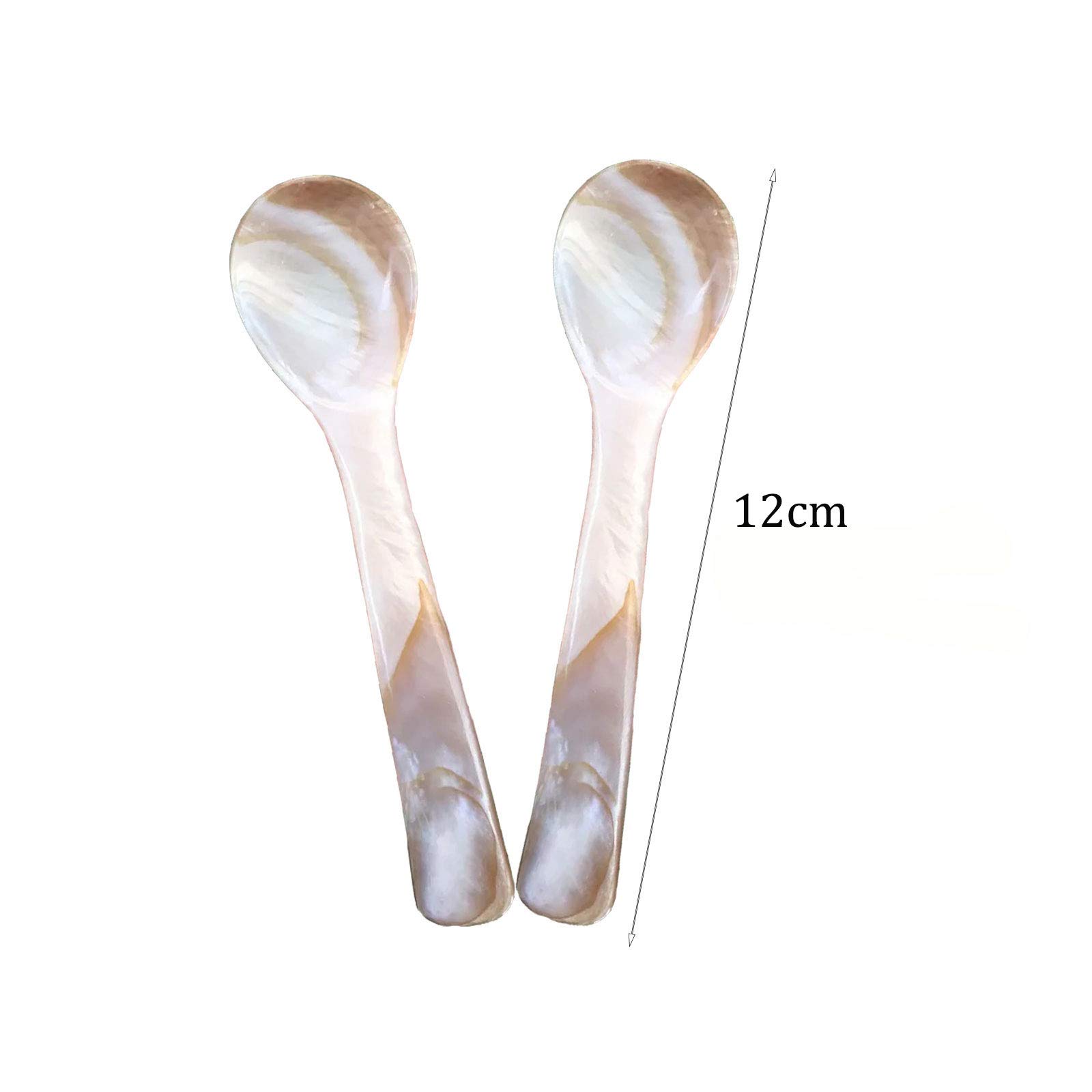 Cucchiaini Da Caviale In Madreperla - Set Di 2, Manico Rotondo, 9x2.5cm, Per Servire Uova E Caviale - Foto 7