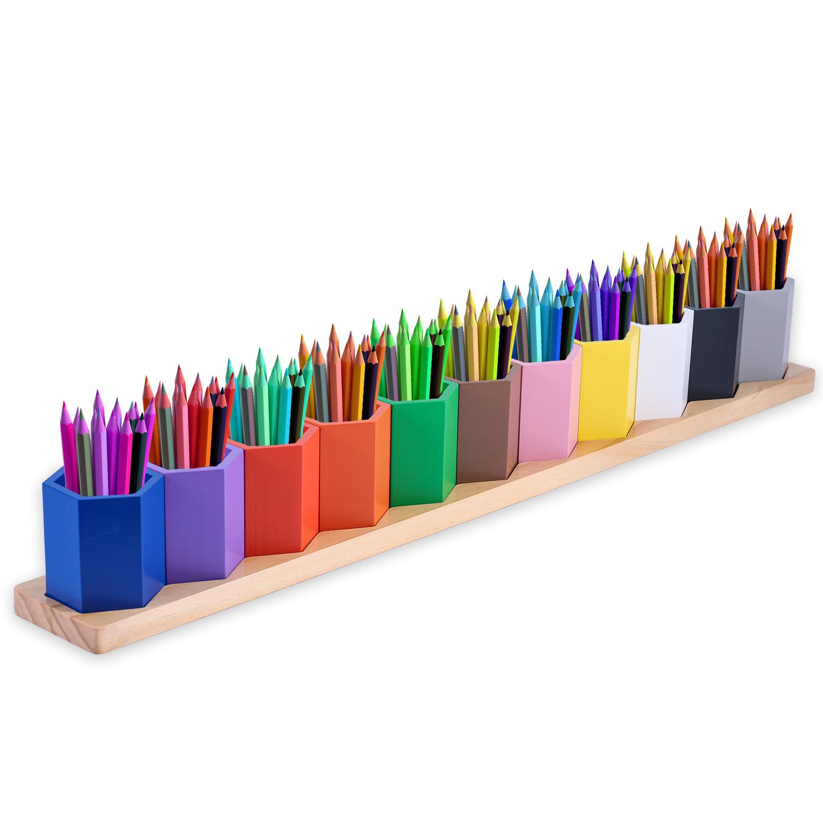 Amazon.com: Diegimr Wooden Colored Pencil Holder, Montessori