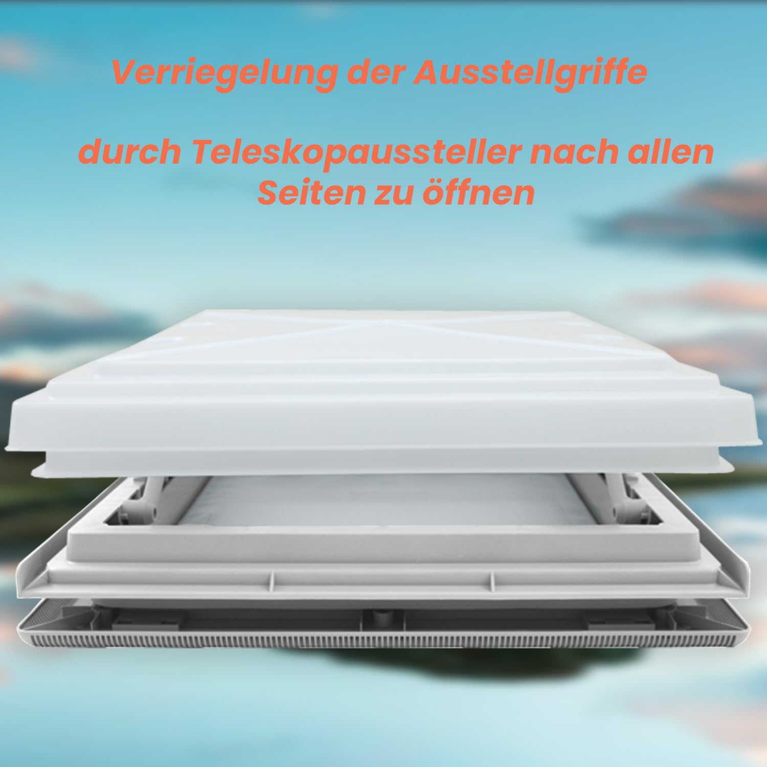MPK 42 Dachhaube mit Moskitonetz, 40 x 40 cm, mit Milchglashaube in signalweiß für Wohnwagen Wohnmobil Caravan