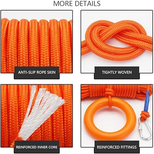 Miniatura 7 de Anillo salvavidas de piscina con cuerda, boya salvavidas de 20 pulgadas de diámetro, anillo de espuma de natación con cuerda flotante de agua de