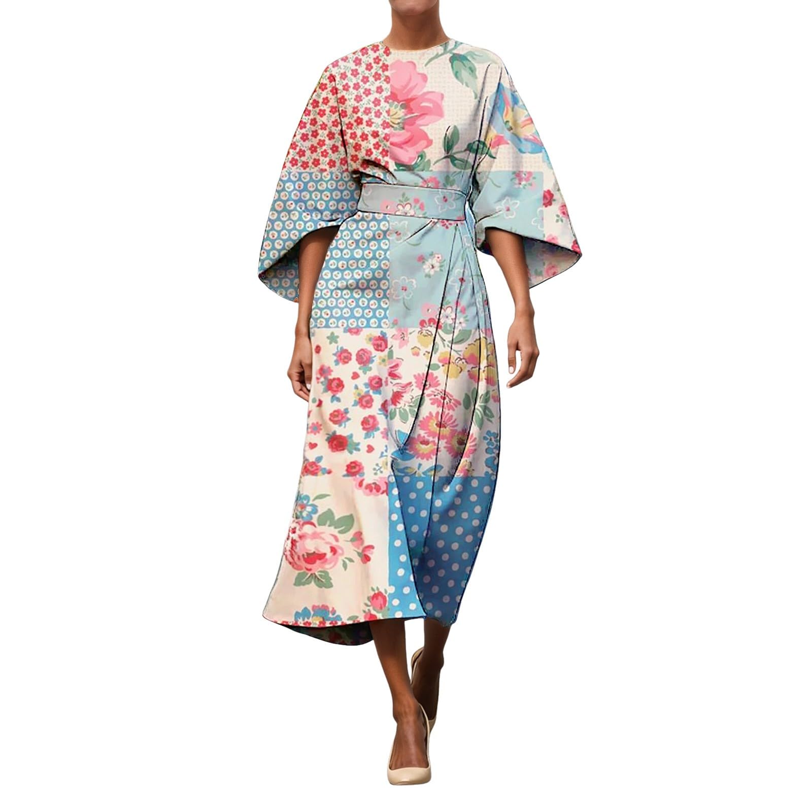 Robe décontractée imprimé floral à manches longues et coupe ample - 8