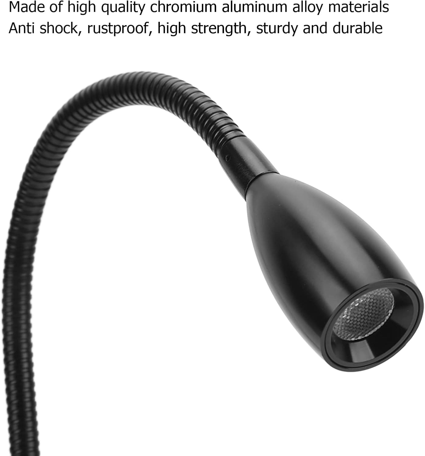 Aramox RV LED Reading Light,12-24V 3W Wall Mount Reading Lamp Flexible Gooseneck Dimmable Bedside Reading Lamp for RV Boat (Black 3 Colors)