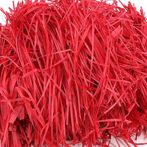 Homo Trends Papel Kraft triturado de 200 gramos de papel kraft triturado, cesta de rafia, papel de seda triturado para cestas y relleno de caja de regalo (rojo)