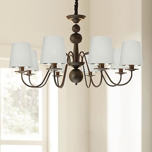 Miniatura 7 de LAMPWELL TELA - Juego de 6 pantallas de lámpara de araña con clip, barril pequeño, 5.2 x 4 x 5.2 pulgadas de alto, tela beige con forro de plástico