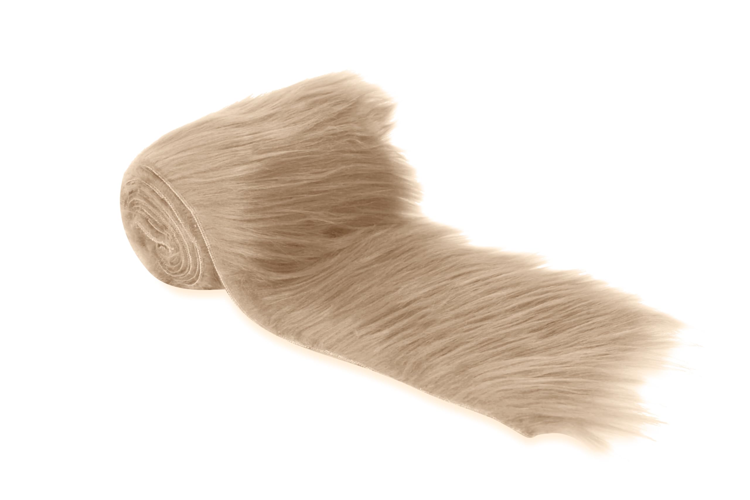 FabricLA Shaggy Faux Fur Roll - 6" X 60" Inches Trim Fur Rolls - 2.5 Inch Pile Length - Artificial Fur Material - Use Faux Fur Piece for Crafts, DIY, Costume Design, Decoration - Beige