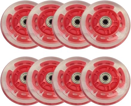 8 pcs Light Up Led Inline Skate Wheels Outdoor Indoor 80mm 100mm 76mm 72mm Inline Skate Replacement Wheels 85A PU with Bearings Red,100mm