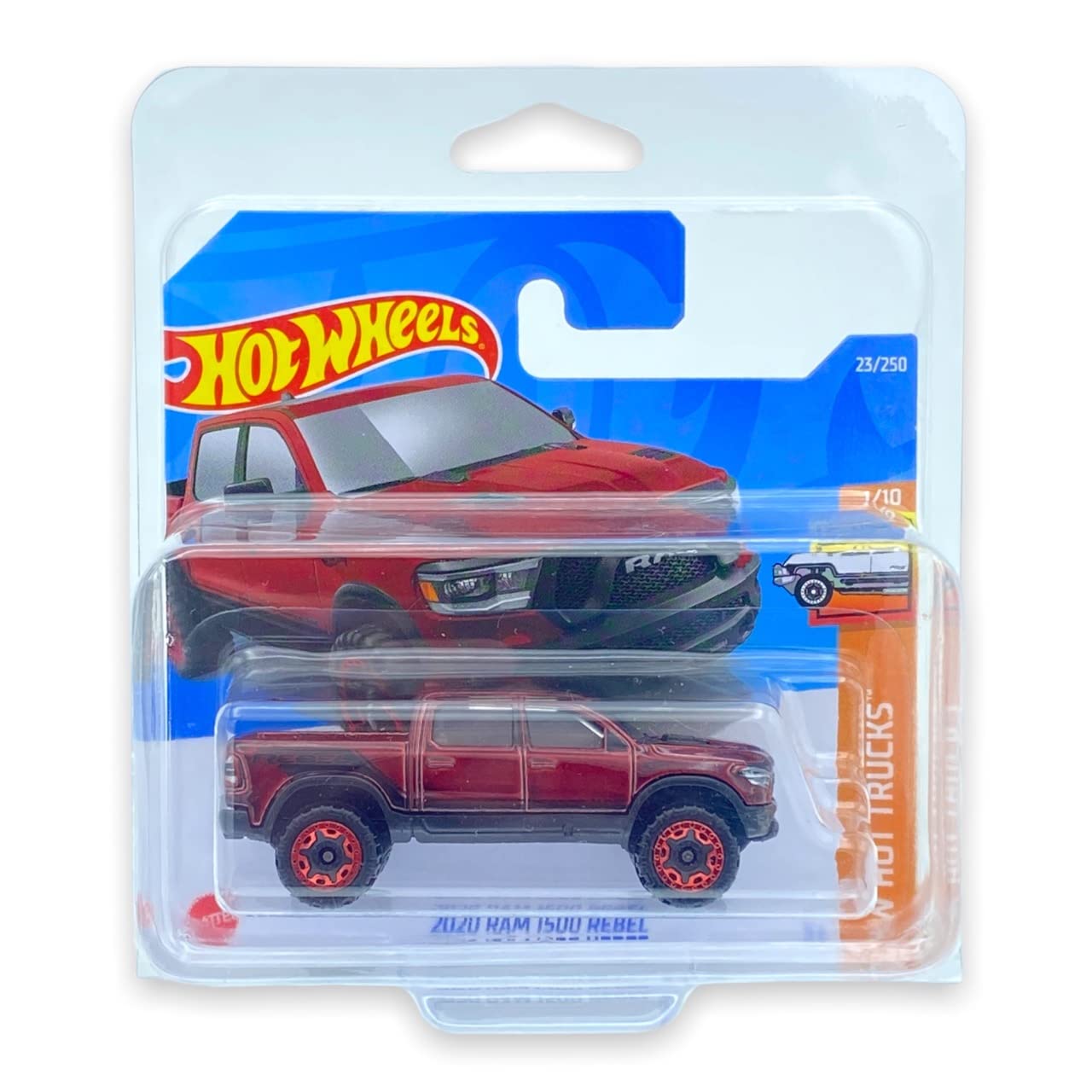 Hot Wheels 2020 Ram 1500 Rebel (Red) 1/10 HW Hot Trucks 2022 - 97/250 (Short Card) *** COMES IN A KLAS CAR KEEPER PROTECTIVE COLLECTORS CASE *** HCX93
