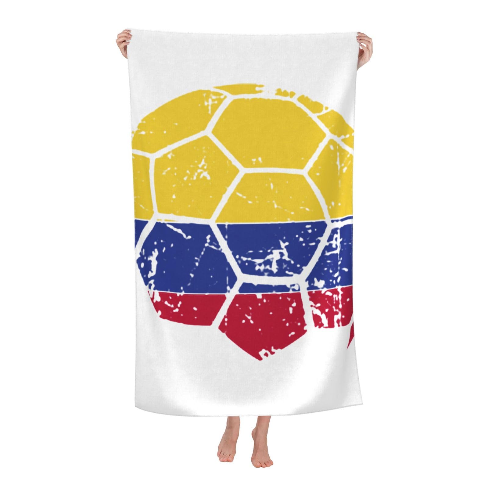 LSRCPD Beach Towel Colombian Flag Football Microfiber Beach Towels Blanket Oversized Tropical Big Extra Large XL Pool Towels Quick Dry Sandproof for Women Girls Kids