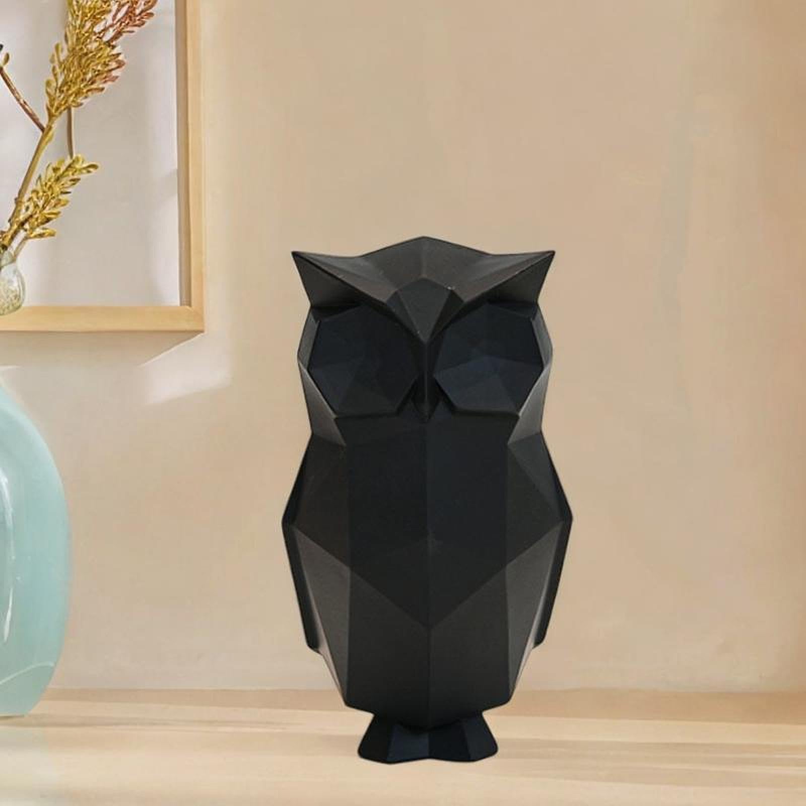 MagiDeal Figuras de búho Resumen Esculturas geométricas Portable de Trabajo de Resina Patio, Negro