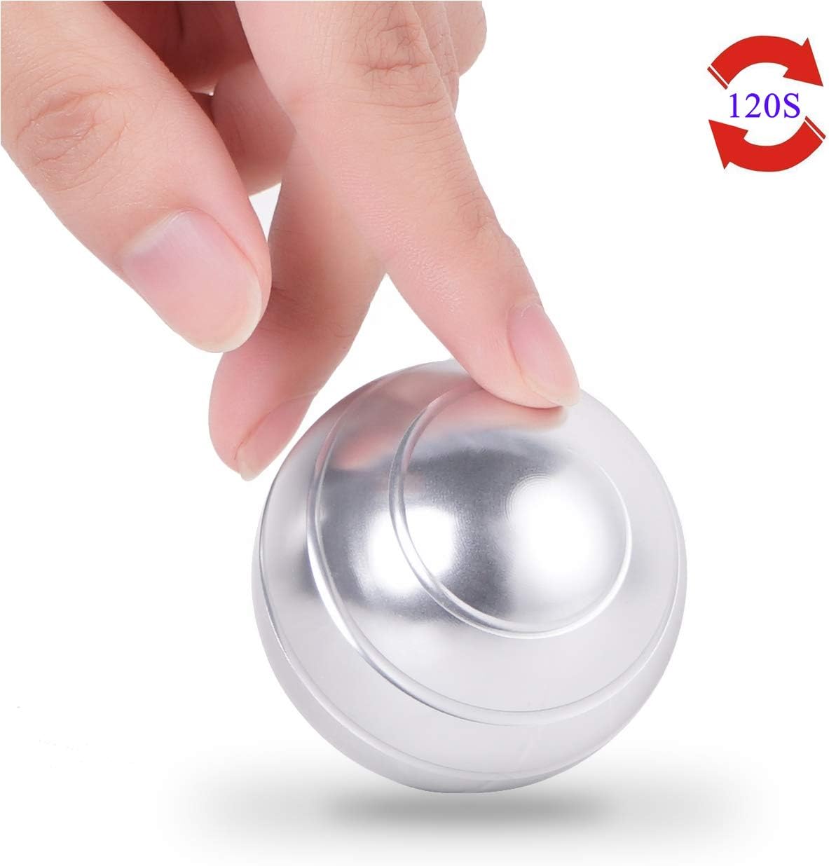 ADHD Fidget Toys for Adults and Kids, Kinetic Desk Toy for Office Stress Relief. Optical Illusion Metal Spinner Ball for Anti-Anxiety, Keep Focus, Relaxing.