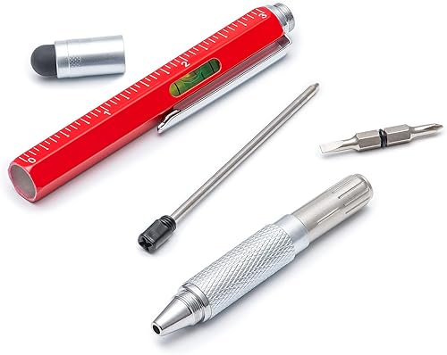 Miniatura 2 de Paquete de 4 bolígrafos multiherramienta con juego de recargas adicionales 6 en 1 multiherramienta con regla y lápiz óptico de pantalla táctil