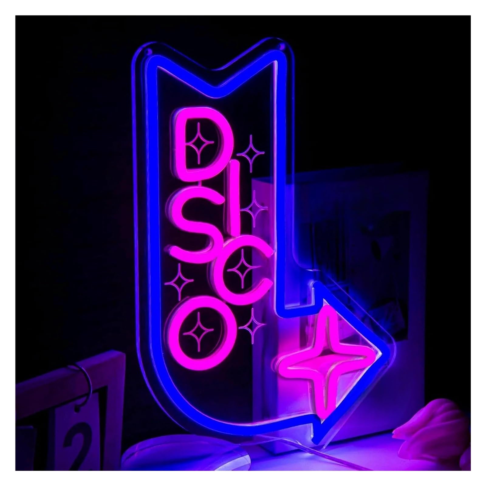 Wiszące neony artystyczne DISCO Muzyka Neon Znak Zasilany Przez USB Ściemnialne Światło LED Do Baru Muzycznego Studio Sypialnia Impreza Klub Dekoracja Klubu Nocnego 34cmx23.5cm