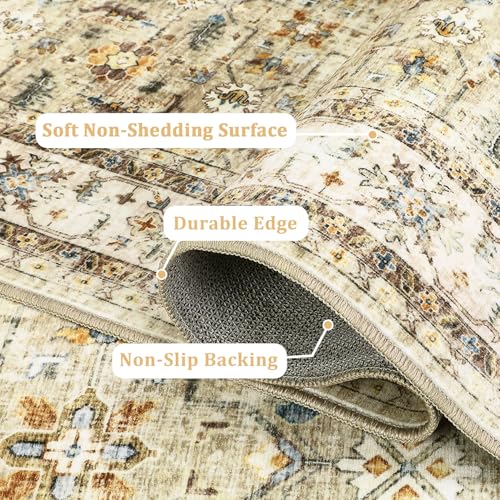 Tapete Decorativo Beige 9x12 ft Bajo Pelo Lavable miniatura 2